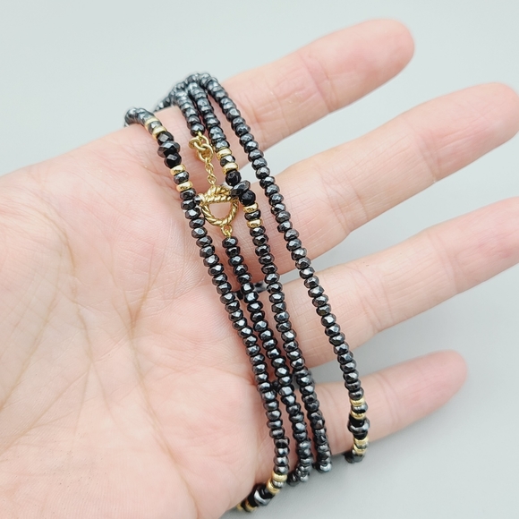 David Yurman Osetra Tweejoux Necklace with Hematine, Black Onyx and 18K Gold - Picture 6 of 15